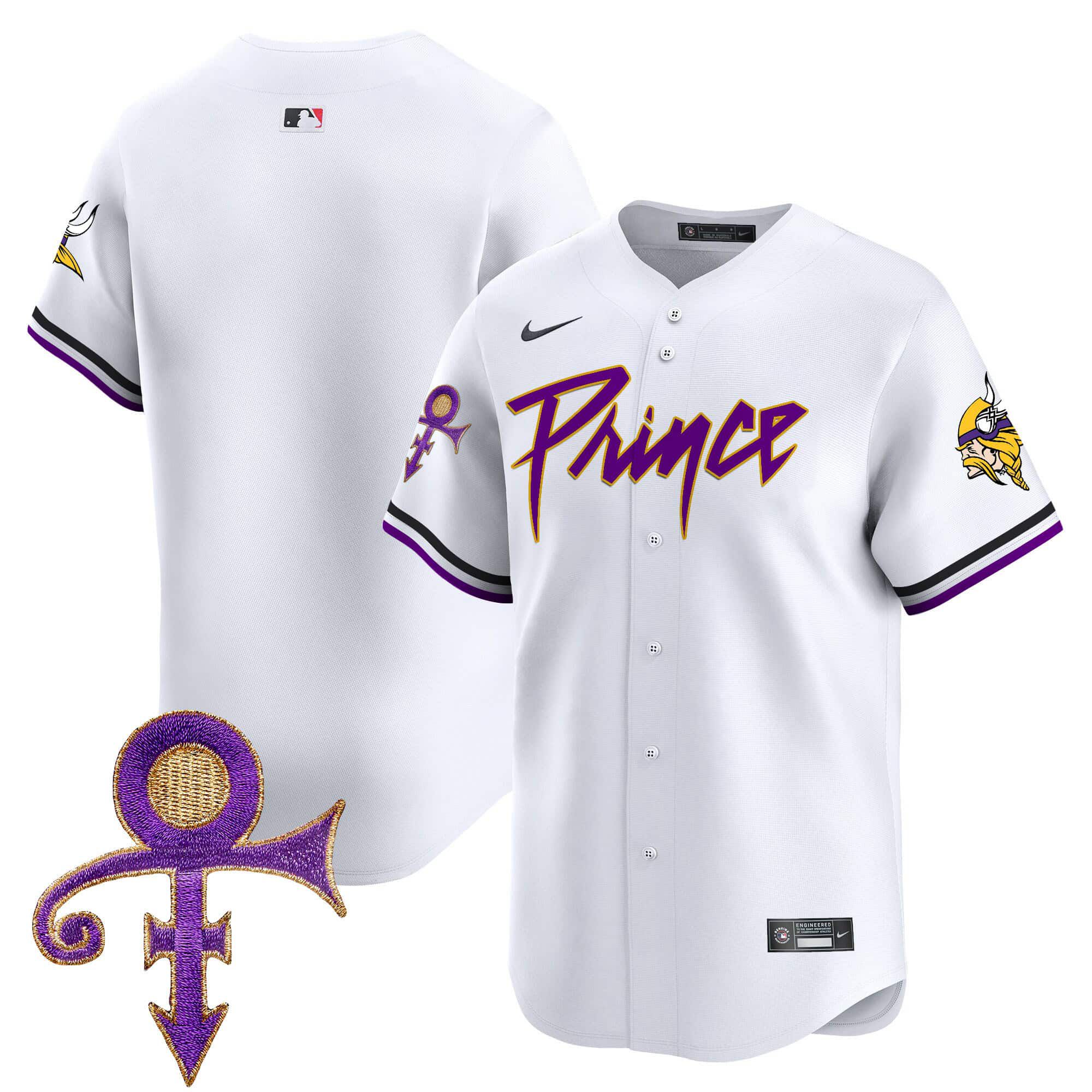 Men Minnesota Vikings Blank White 2024 Nike Prince Patch Vapor Premier Limited NFL Jersey style 1
